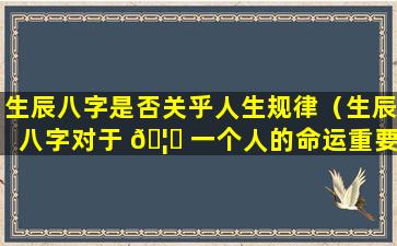 生辰八字是否关乎人生规律（生辰八字对于 🦆 一个人的命运重要吗）